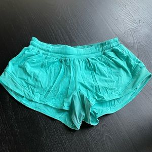 Lululemon Hotty Hot short, 2.5” inseam, teal color, size 8